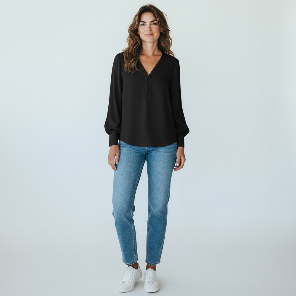 Express Black V-Neck Blouse